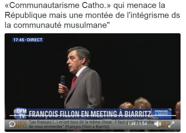 Pour François Fillon, il n'y a pas de communautarisme catholique qui menace la république.