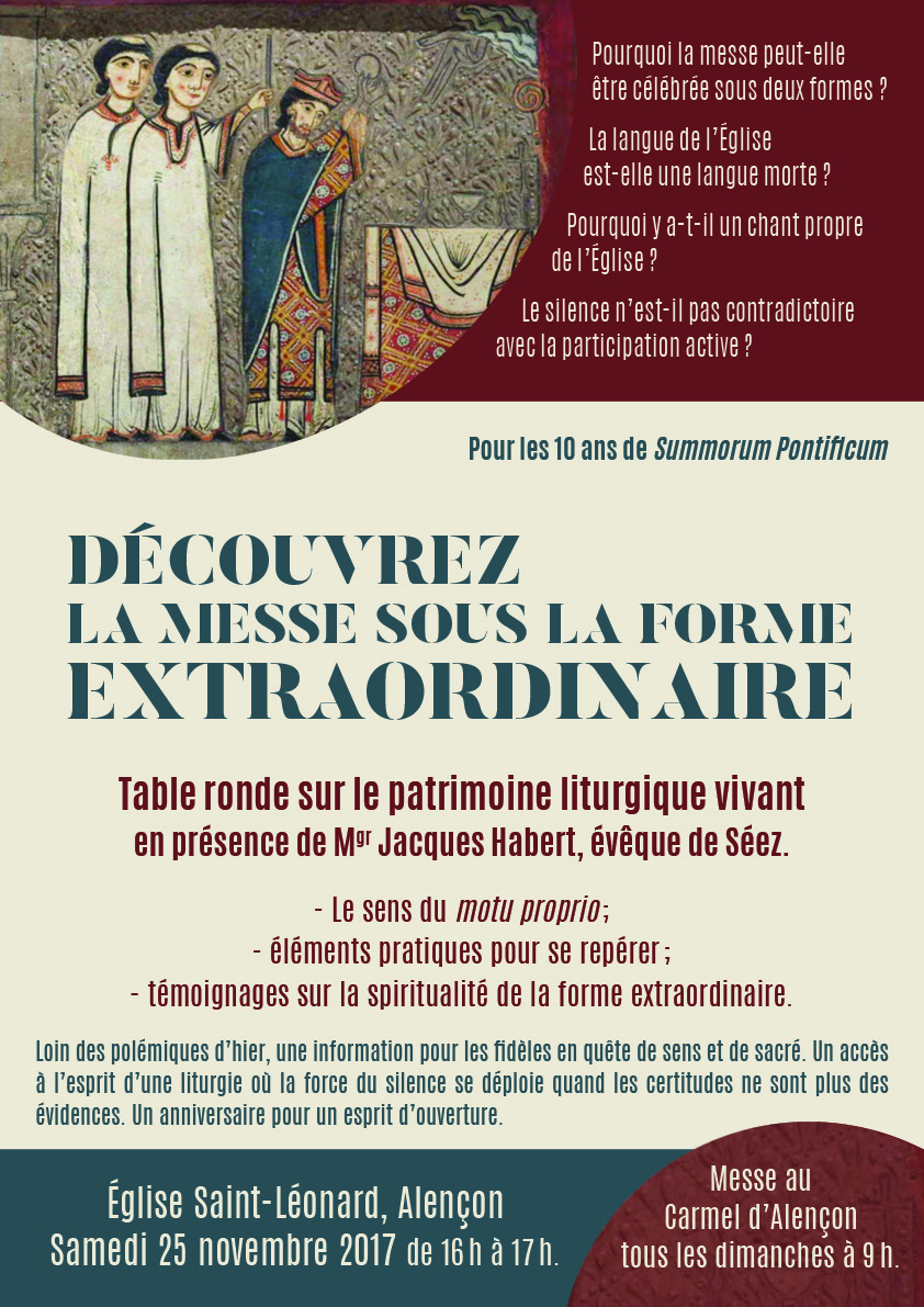 Table ronde : découvrez la messe sous la forme extraordinaire – Alençon (61) le 25 novembre