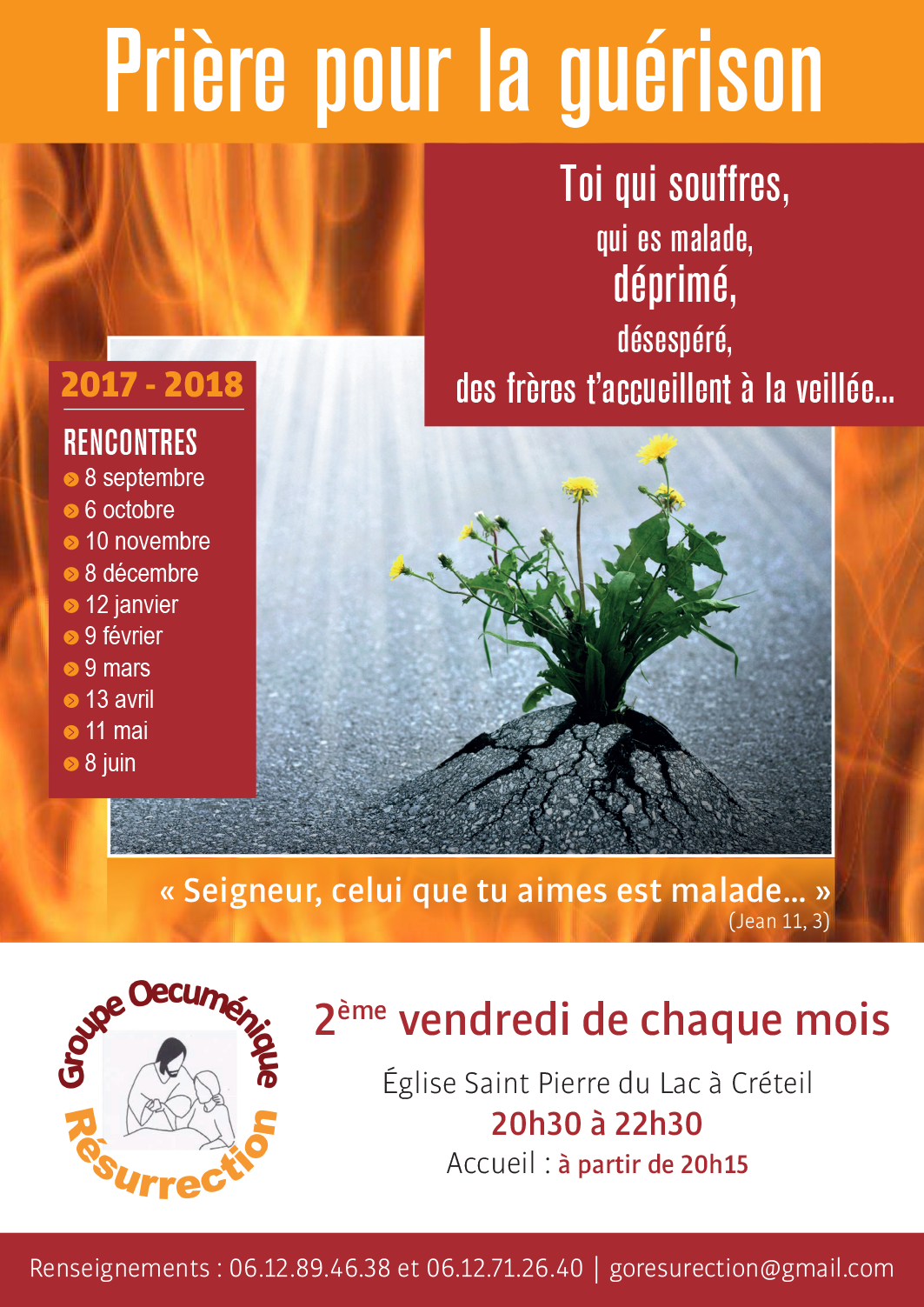 Prière pour la guérison le 2ème vendredi de chaque mois à Créteil (94)
