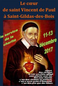 11-13 décembre 2017 : Le cœur de saint Vincent de Paul à Saint-Gildas-des-Bois (44)