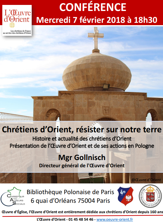 Chrétiens d’Orient, résister sur notre terre – Conférence de Mgr Gollnisch le 7 février 2018 à Paris