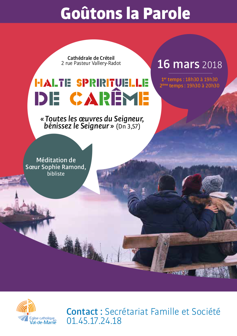 Halte spirituelle de carême le 16 mars 2018 à la cathédrale de Créteil (94)