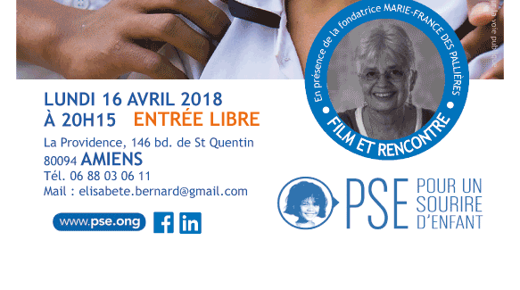 Pour un sourire d’enfant – Projection du film Au Cambodge, de la misère… à un métier et rencontre avec Marie-France des Pallières le 16 avril 2018 à Amiens (80)