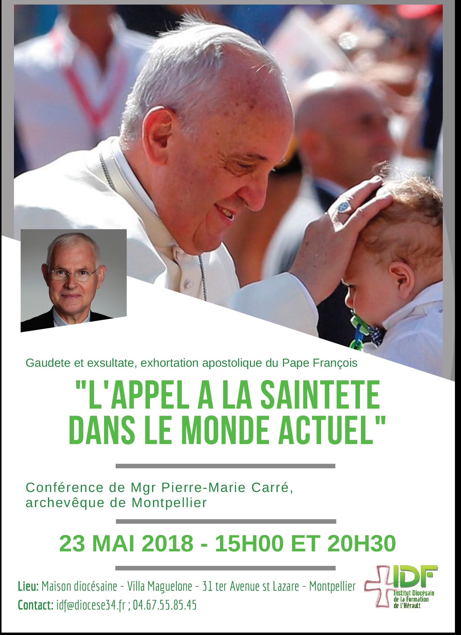 Conférence “Appel à la sainteté dans le monde actuel” le 23 mai 2018 à Montpellier (34)