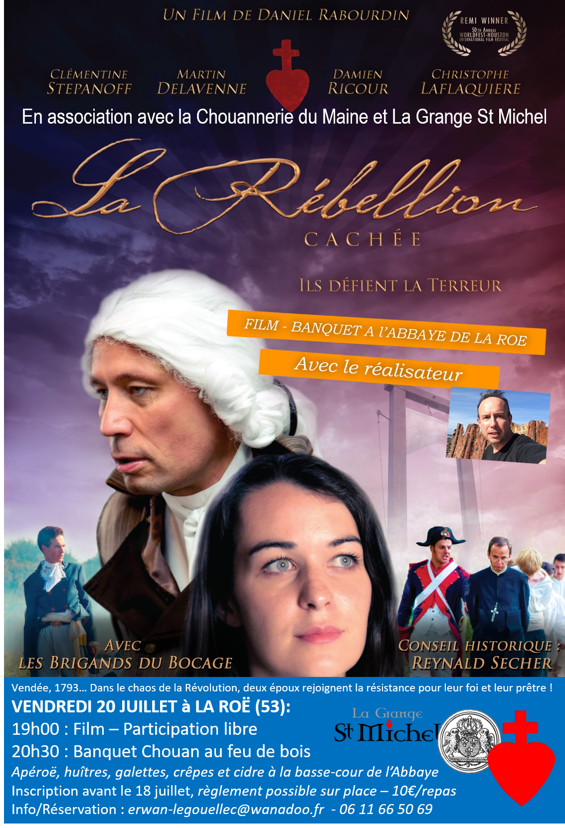 Projection du film La rébellion cachée en présence du réalisateur à l’Abbaye de la Roë (53) le 20 juillet 2018