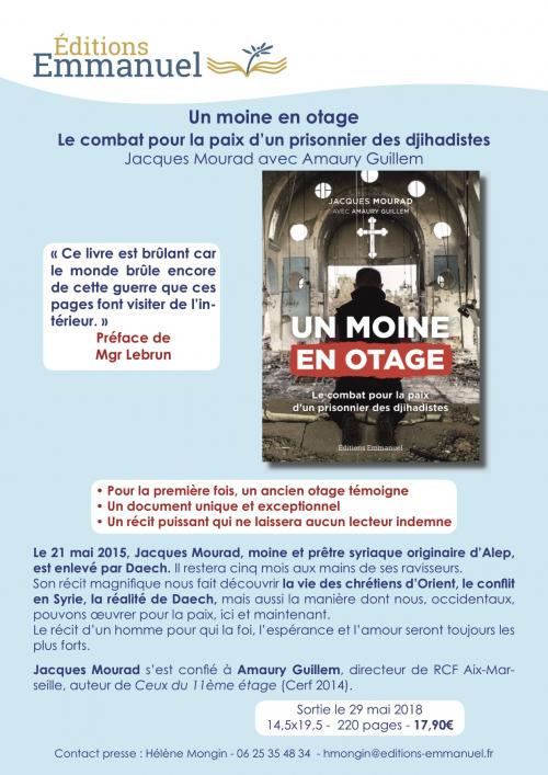 Parution du livre “un moine en otage” chez Daesh de Jacques Mourad