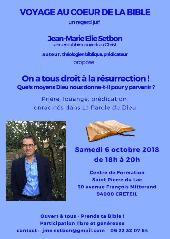 Voyage au coeur de la Bible avec Jean-Marie Elie Setbon le 6 octobre 2018 à Créteil (94)