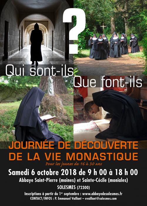 Venez découvrir la vie monastique à Solesmes (72) – samedi 6 octobre 2018