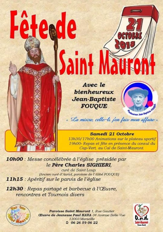 Fête de Saint Mauront avec le bienheureux Jean-Baptiste Fouque les 20 & 21 octobre 2018 à Marseille (13)