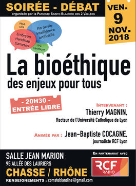 Soirée-débat “La bioéthique, des enjeux pour tous” le 9 novembre 2018 à Chasse-sur-Rhône (38)
