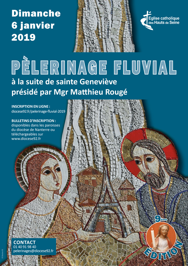 9e Pèlerinage fluvial à la suite de sainte Geneviève le 6 janvier 2019 d’Asnières (92) à Paris