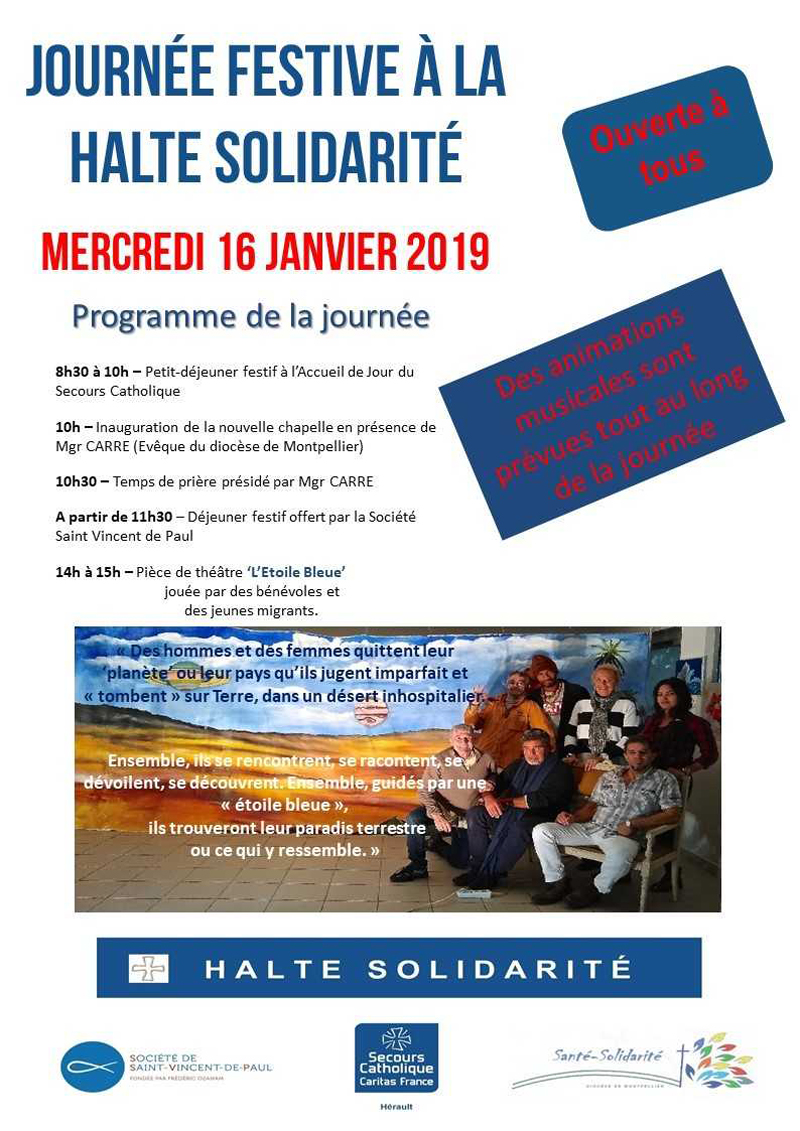 Journée festive à la Halte Solidarité le 16 janvier 2019 à Montpellier (34)