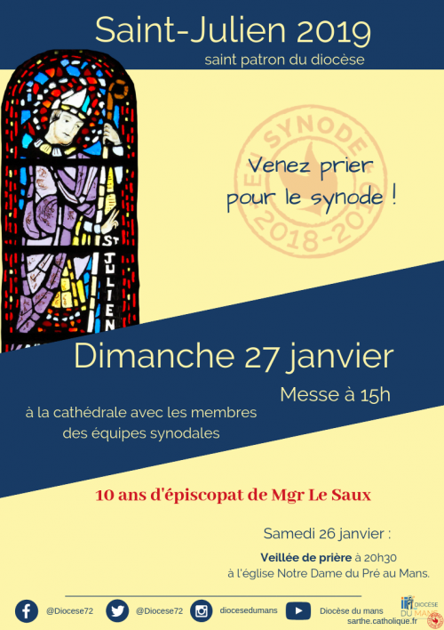 Fête de la Saint-Julien le 27 janvier 2019 au Mans (72), venez prier pour le synode !