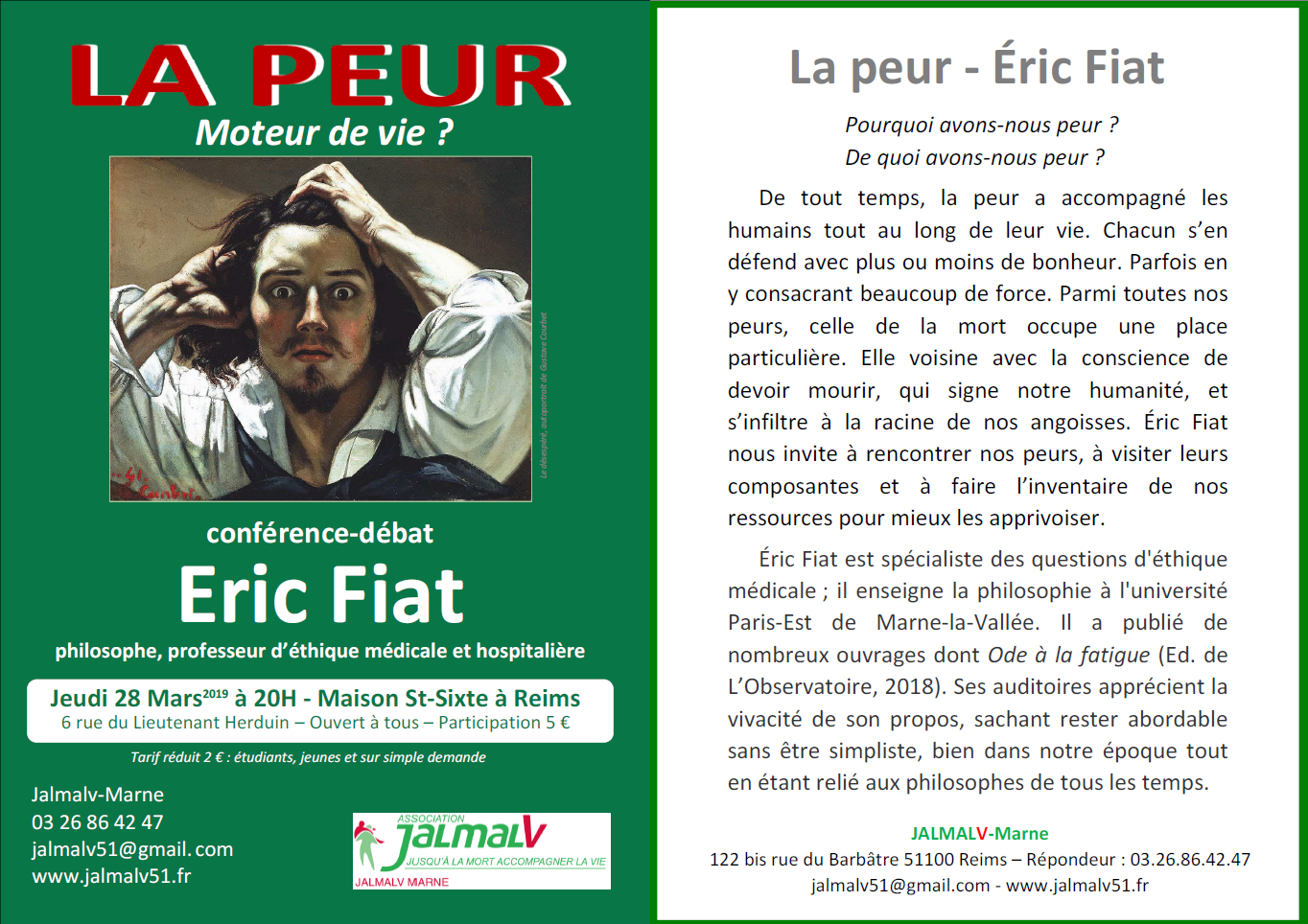 La peur, moteur de vie ? Conférence le 28 mars 2019 à Reims (51)