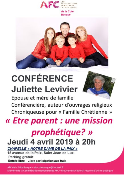 Conférence de Juliette Levivier sur “Être parent” le 4 avril à Saint-Jean-de-Luz (64)