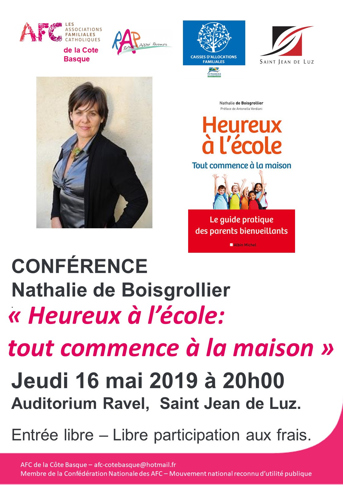 Conférence “Heureux à l’école” le 16 mai 2019 à Saint-Jean-de-Luz (64)