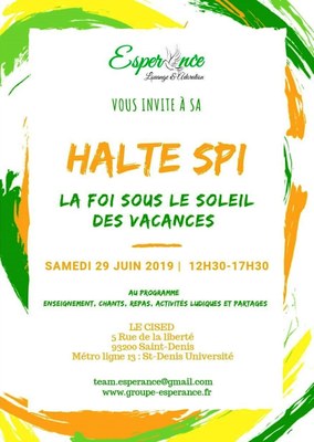 Halte spi : la foi sous le soleil des vacances le 29 juin 2019 à Saint-Denis (93)