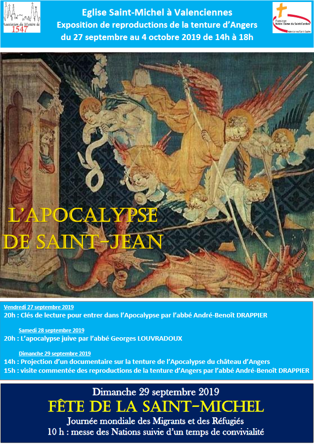 Exposition et conférences sur la Tenture de l’Apocalypse de St Jean du 27 au 29 septembre 2019 à Valenciennes (59)
