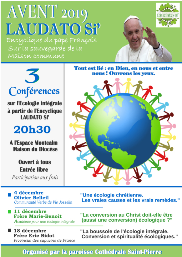 Trois conférences sur l’écologie intégrale les 4, 11 & 18 décembre 2019 à Vannes (56)